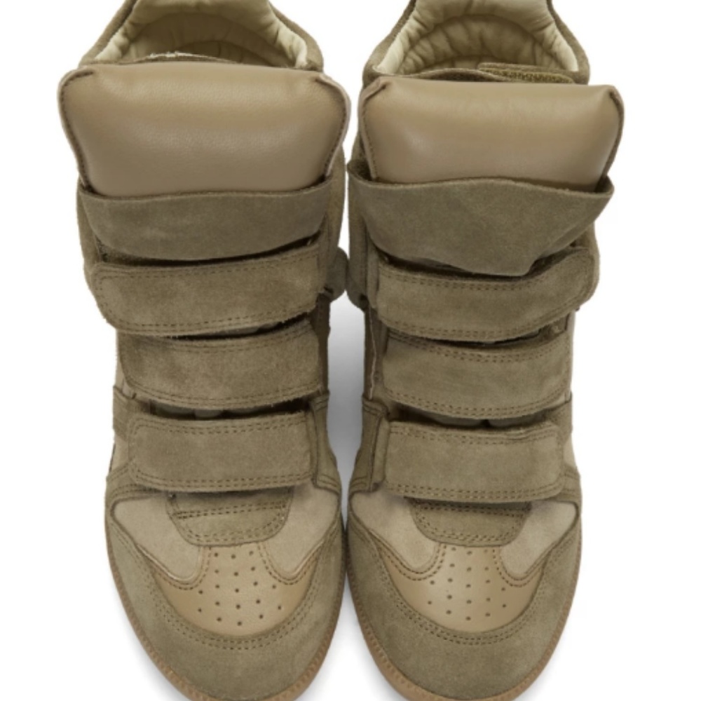 Isabel Marant Taupe Suede Beckett Wedge Sneakers - Picture 2 of 5